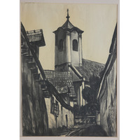 Vajda Lajos: Szentendrei utcarészlet templommal (1935))